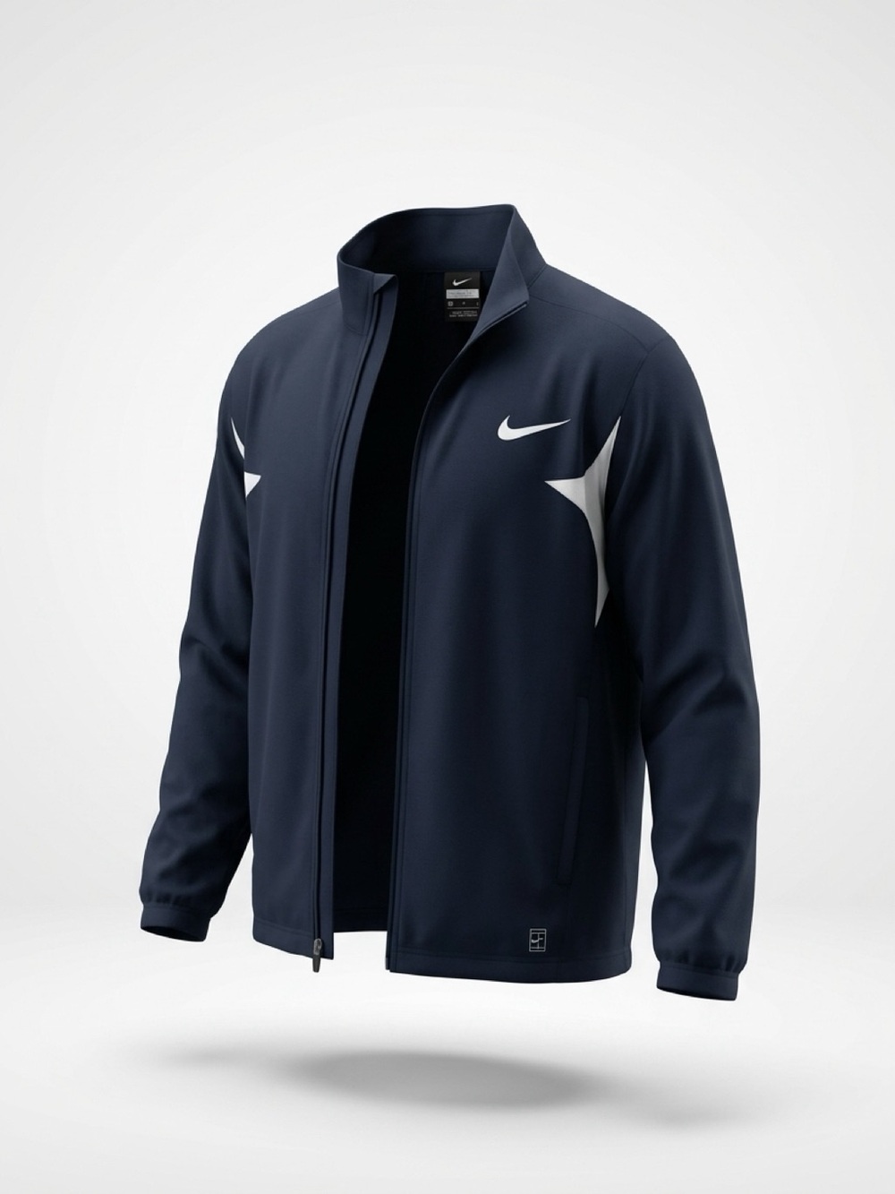 Nike Men's Dark Blue Performance Track Jacket with White Accents